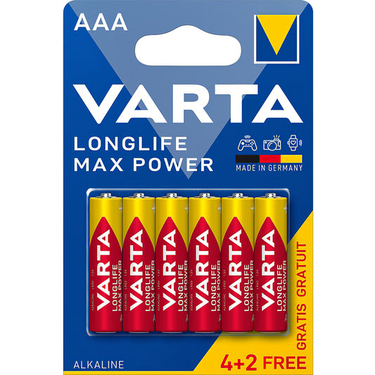 Piles Varta Longlife Max Power Max Power 4703, AAA / LR3, lot de 6 pièces