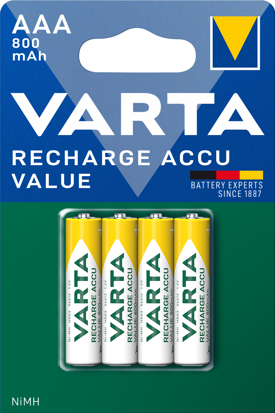 Pile rechargeable Varta Professional, AAA / LR3, 800mAh, lot de 4 pièces