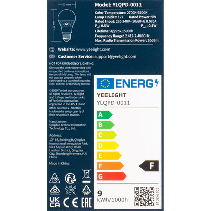 Yeelight W4 Lite Ampoule LED, Wi-Fi, E27, 9W, 2700K - 6500K, 806lm, Multicolore YLQDP-0011 YLQDP-0011