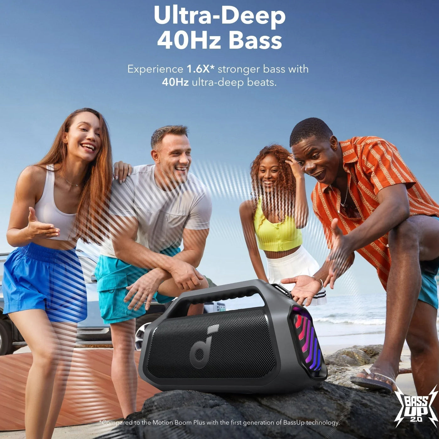 Enceinte Portable Bluetooth Anker SoundCore Boom 2 Plus, 140W, TWS, RGB, Étanche, Noire A3134011