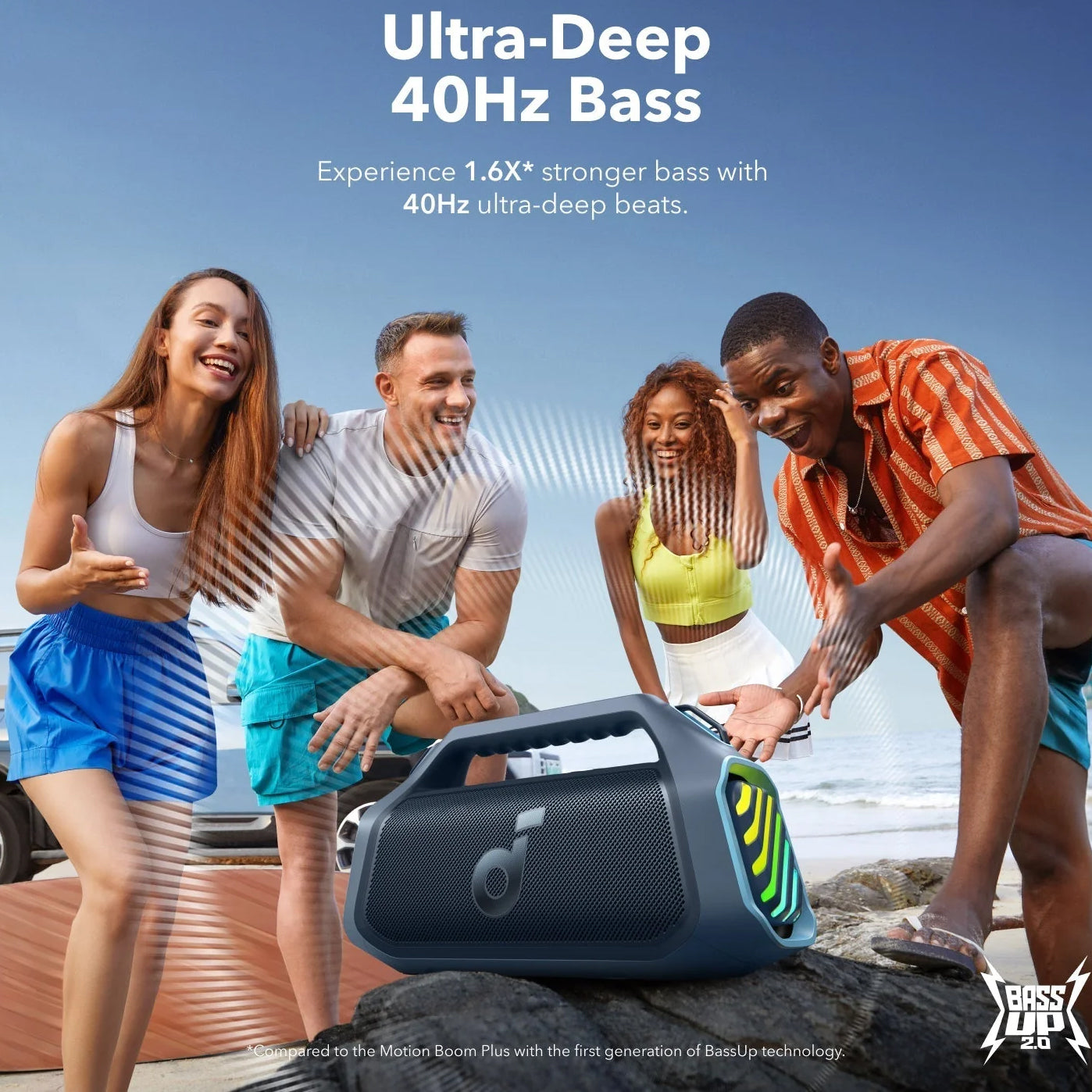 Enceinte portable Bluetooth Anker Soundcore Boom 2 Plus, 140W, RGB, étanche, bleu A3134031 