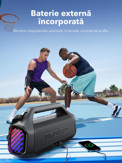Anker SoundCore Boom 2 Plus New Version Portable Bluetooth Speaker, 140W, TWS, RGB, Waterproof, Black A3134012