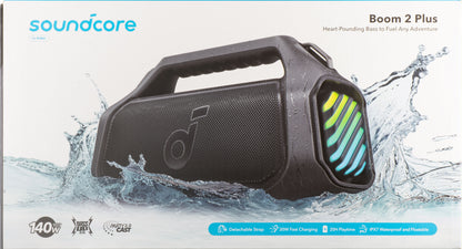 Enceinte Portable Bluetooth Anker SoundCore Boom 2 Plus, 140W, TWS, RGB, Étanche, Noire A3134011