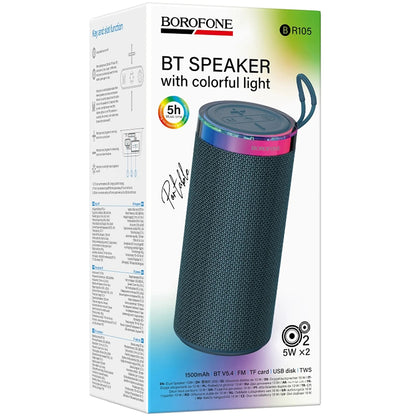 Enceinte Portable Bluetooth Borofone BR105 Loud, 10W, TWS, RGB, Bleu marine