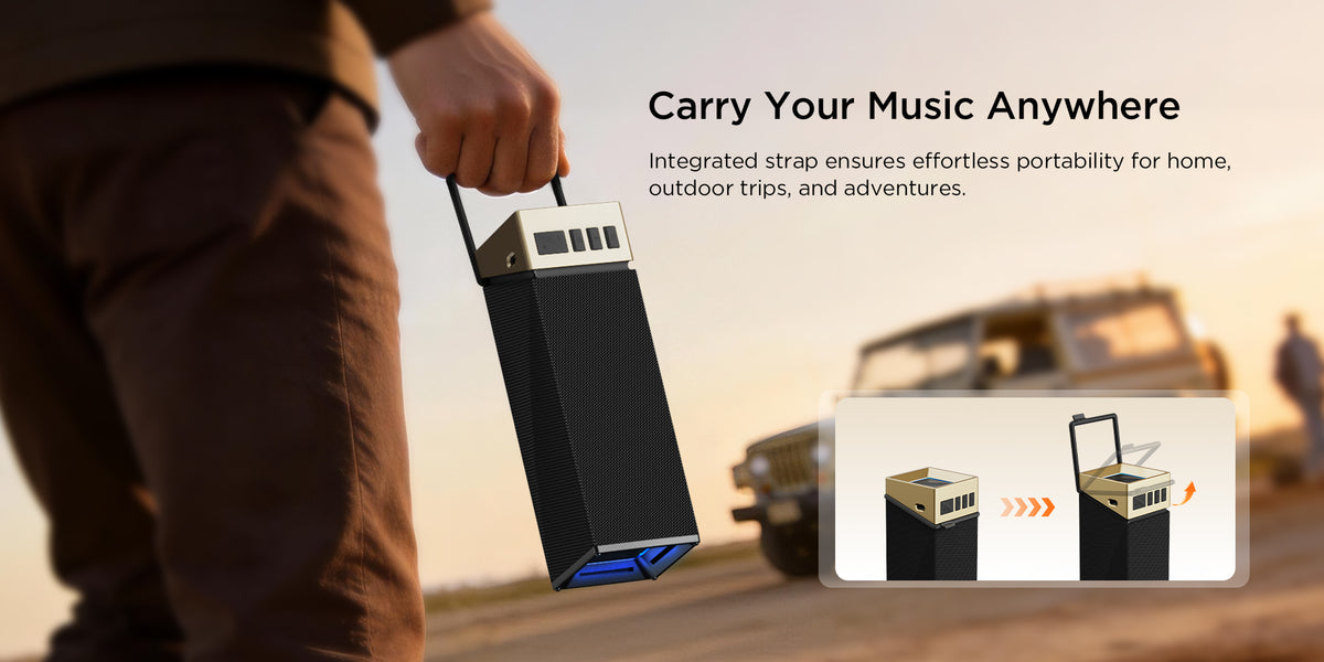 Enceinte Bluetooth Portable Bugani Brief TT, 60W, RGB, Étanche, Noir Doré