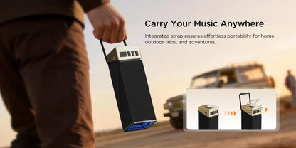 Enceinte Bluetooth Portable Bugani Brief TT, 60W, RGB, Étanche, Noir Doré