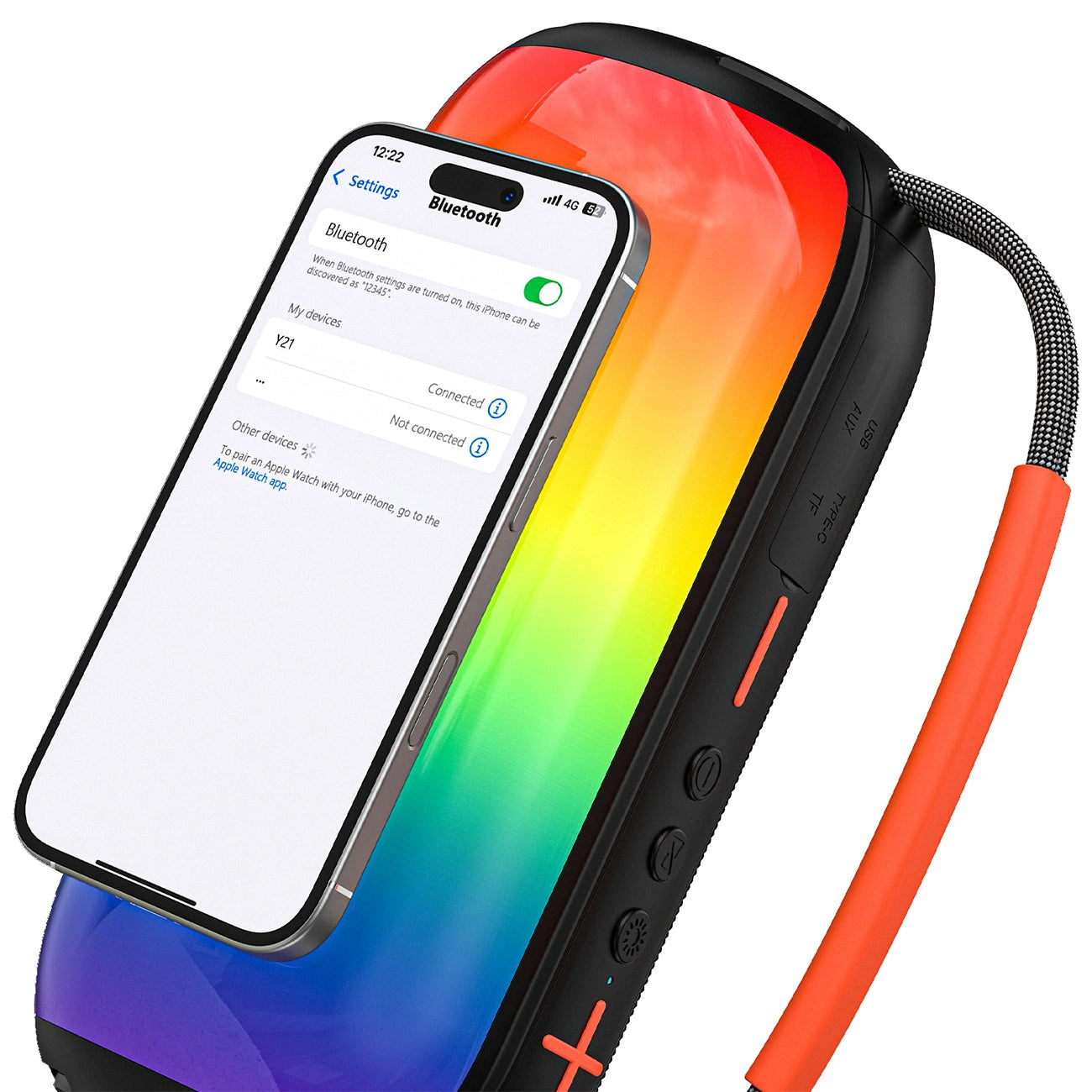 Enceinte Portable Bluetooth Dudao Y21, 2 x 5W, TWS, RGB, Noire