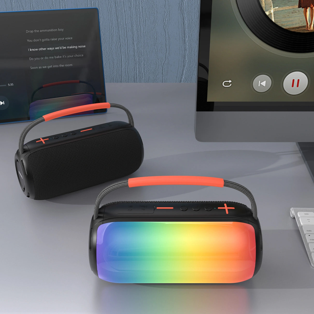 Enceinte Portable Bluetooth Dudao Y21, 2 x 5W, TWS, RGB, Noire