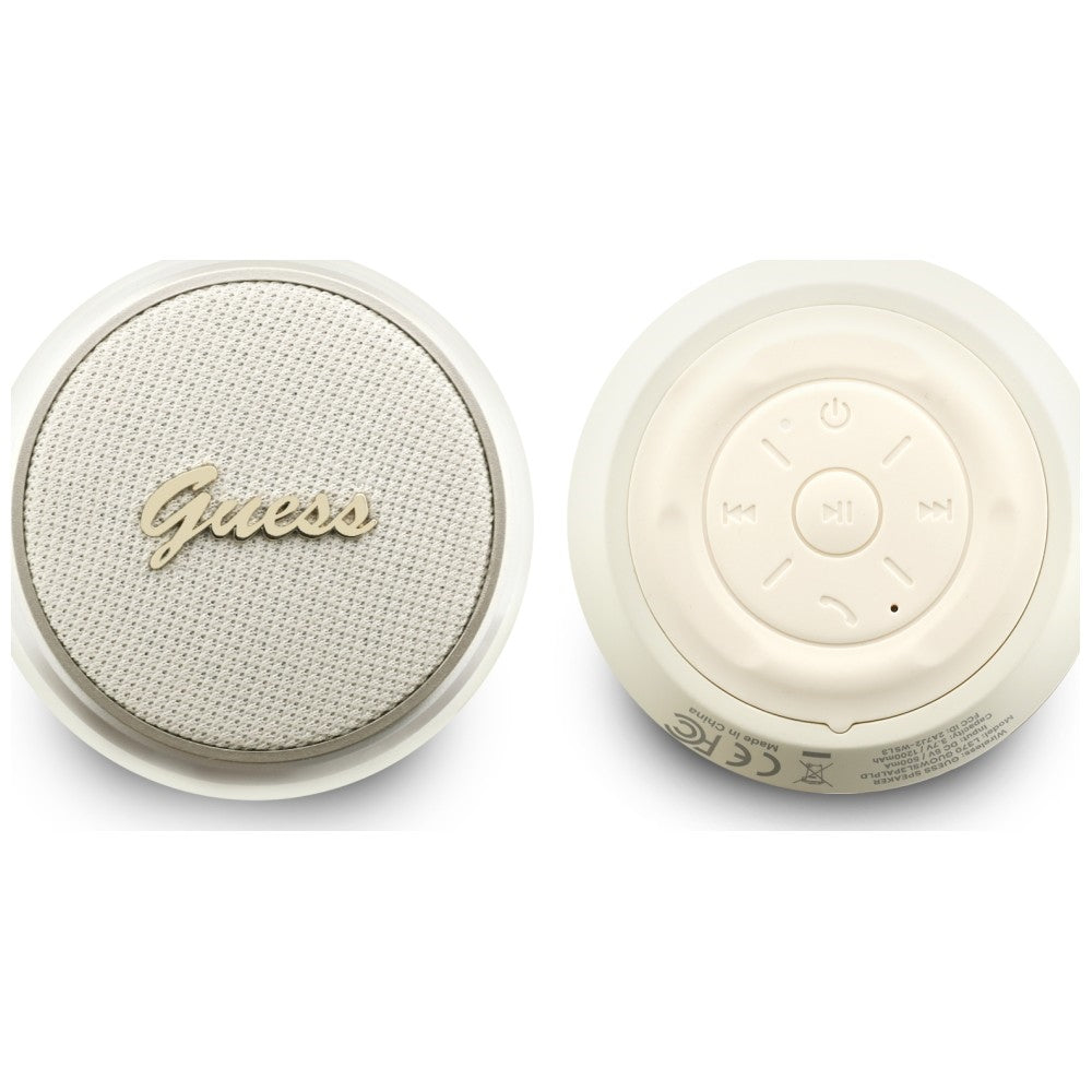 Enceinte Portable Bluetooth Guess Script Logo Métal, 5W, TWS, Dorée