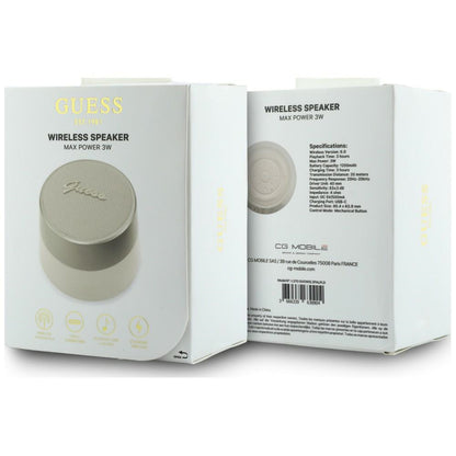 Enceinte Portable Bluetooth Guess Script Logo Métal, 5W, TWS, Dorée