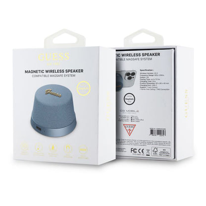 Enceinte Portable Bluetooth Guess Stand Magnétique Script Métal, 3W, Bleue