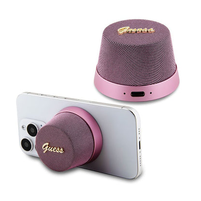 Enceinte Portable Bluetooth Guess Stand Magnétique Script Métal, 3W, Rose