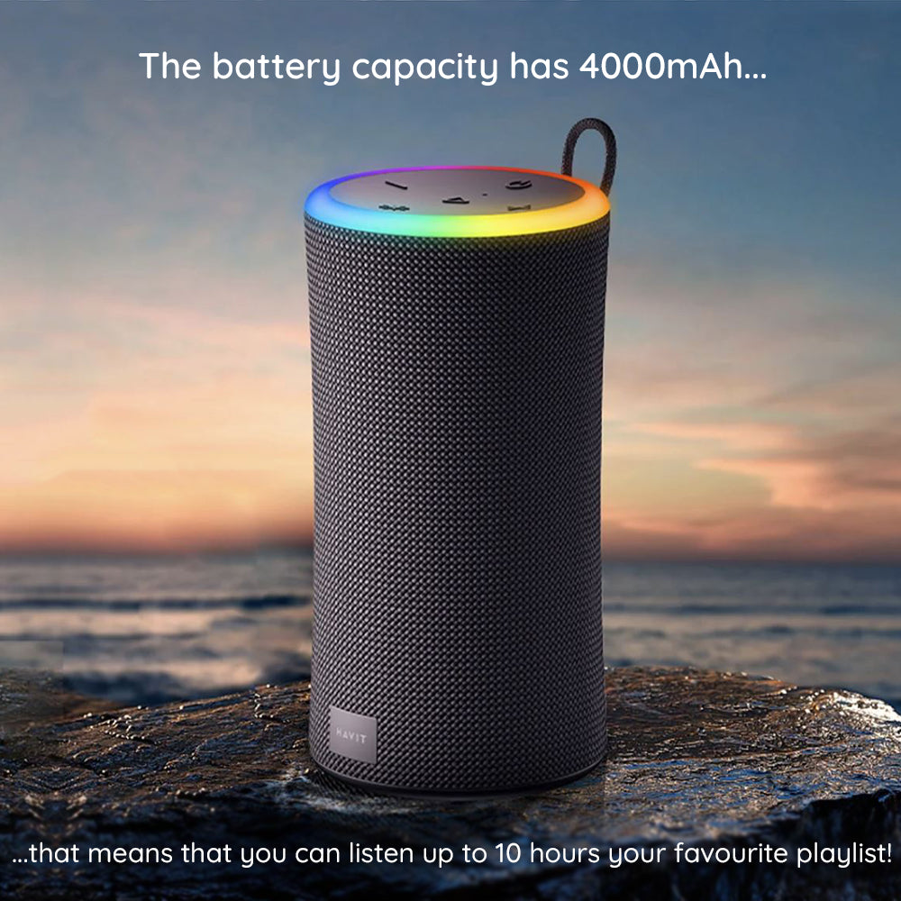 HAVIT SK833BT Portable Bluetooth Speaker, 2 x 10W, RGB, Waterproof, Black