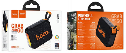 Enceinte Portable Bluetooth HOCO HC31, 10W, TWS, RGB, Étanche, Noire