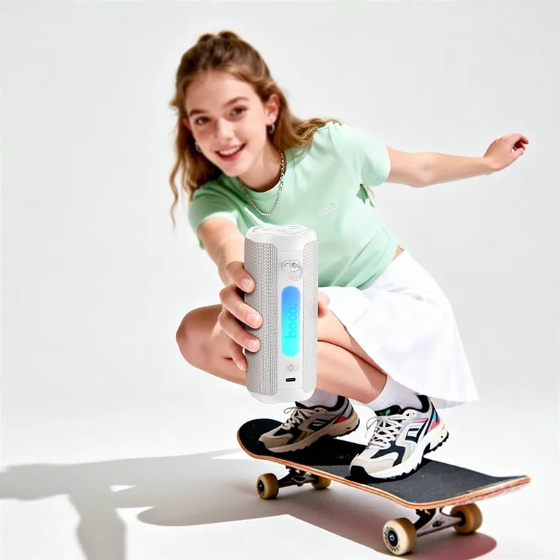 Enceinte Portable Bluetooth HOCO HC50, 8W, TWS, RGB, Étanche, Blanche