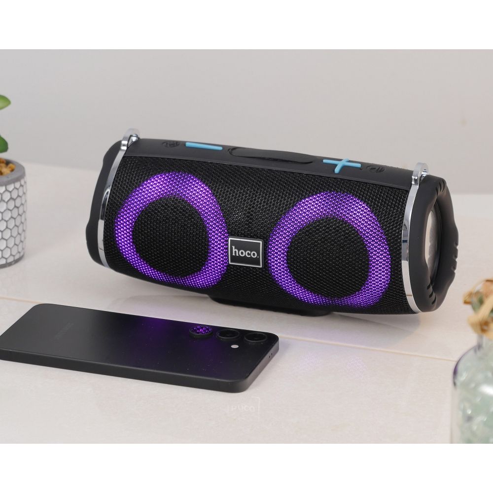 HOCO HC12 Portable Bluetooth Speaker, 10W, RGB, Waterproof, Black