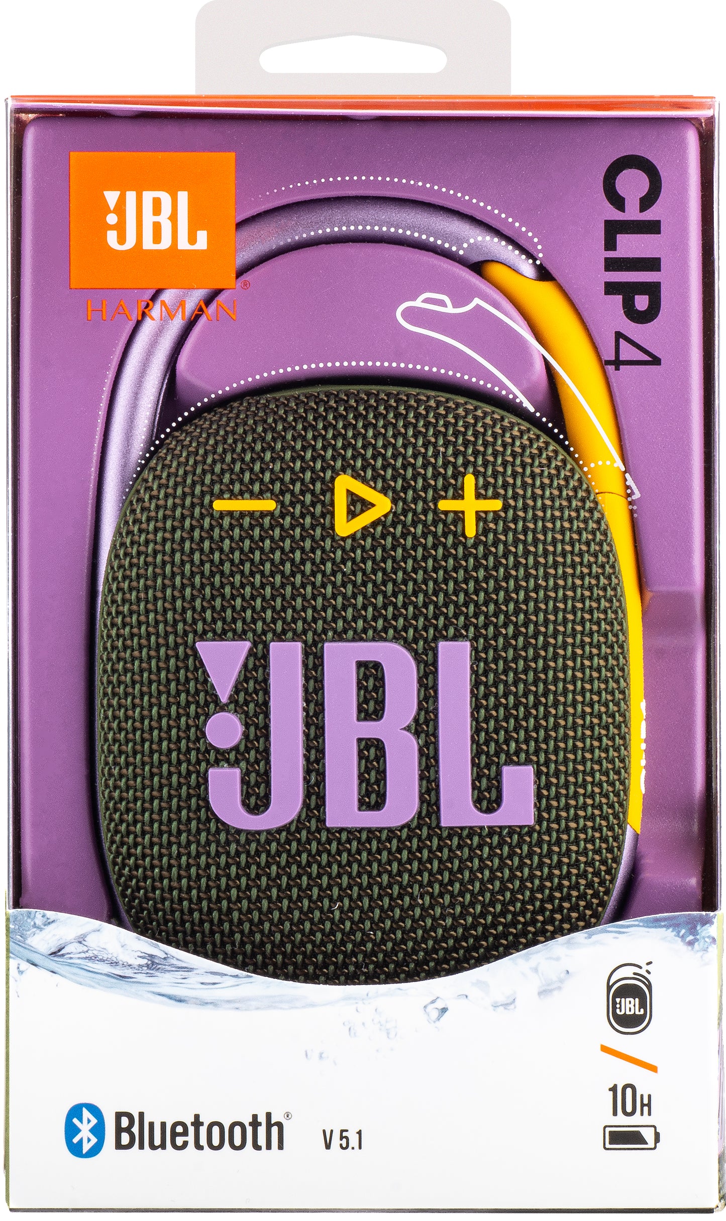 Enceinte portable Bluetooth JBL Clip 4, 5W, son pro, étanche, verte JBLCLIP4GRN