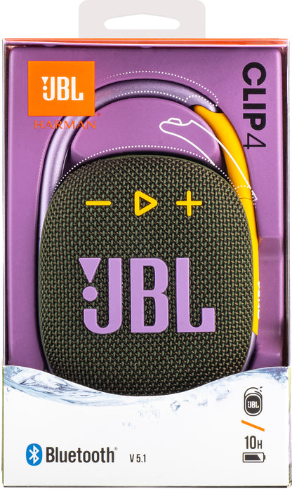 Enceinte portable Bluetooth JBL Clip 4, 5W, son pro, étanche, verte JBLCLIP4GRN