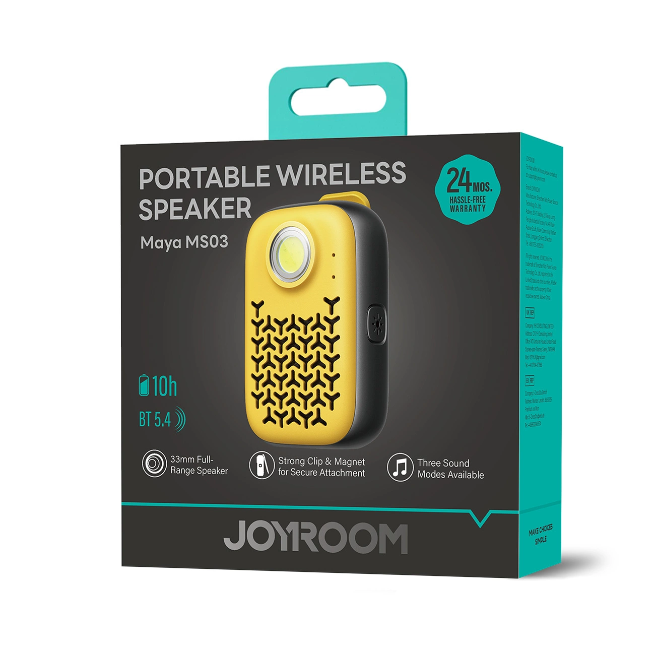 Enceinte Portable Bluetooth Joyroom Maya JR-MS03, 5W, Étanche, Jaune
