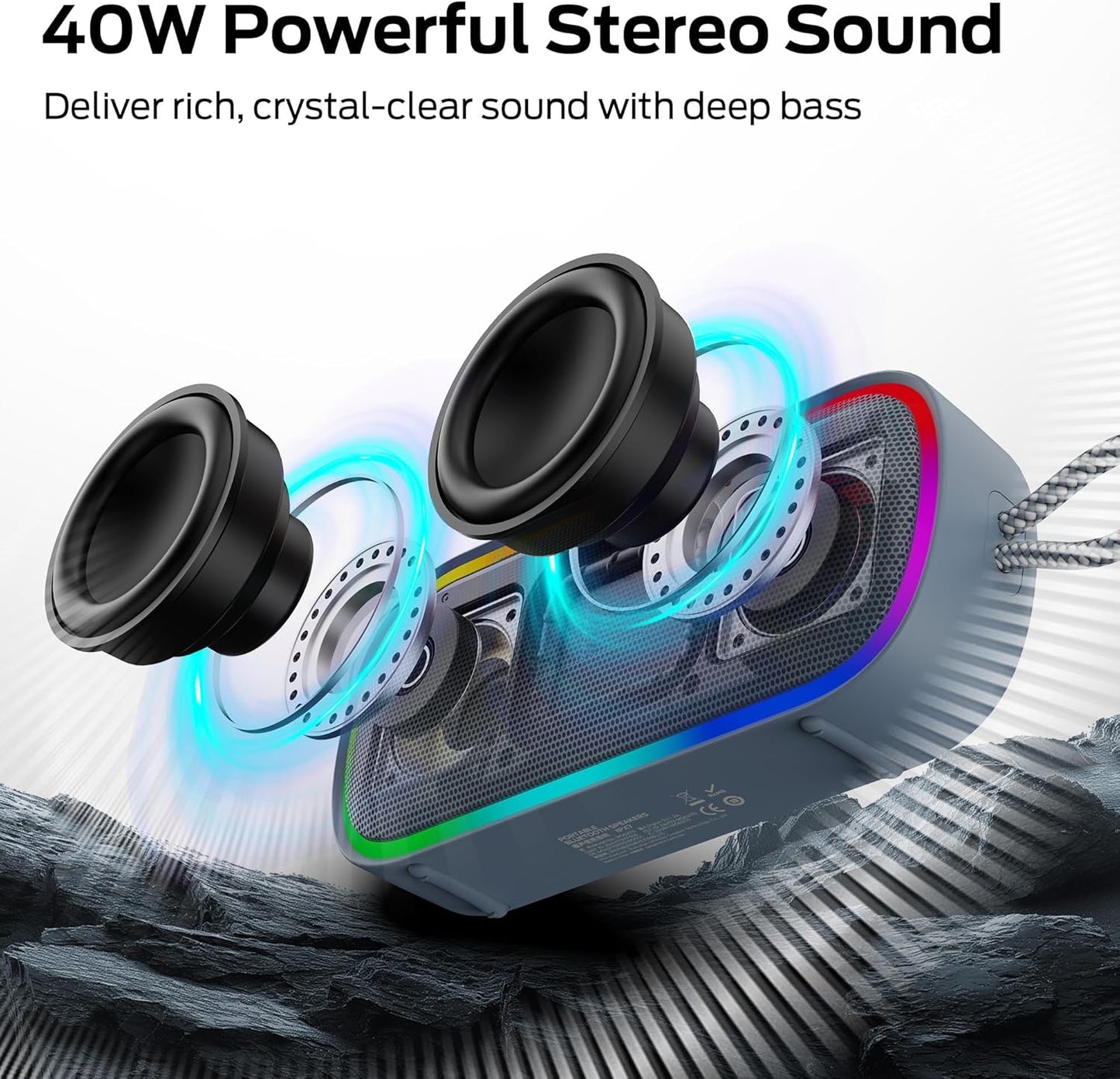 Enceinte Portable Bluetooth Monster S150 Plus, 40W, TWS, RGB, Étanche, Bleue