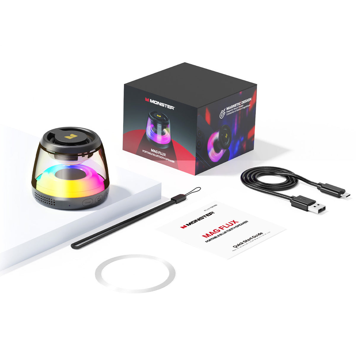 Enceinte Portable Bluetooth Monster Mag Flux, 5W, TWS, RGB, Noire
