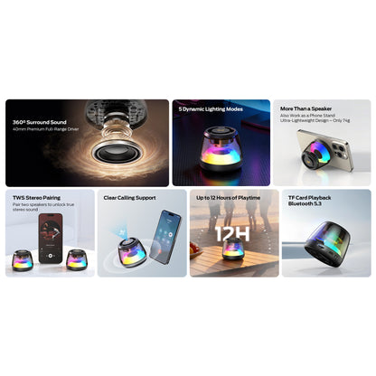 Enceinte Portable Bluetooth Monster Mag Flux, 5W, TWS, RGB, Noire