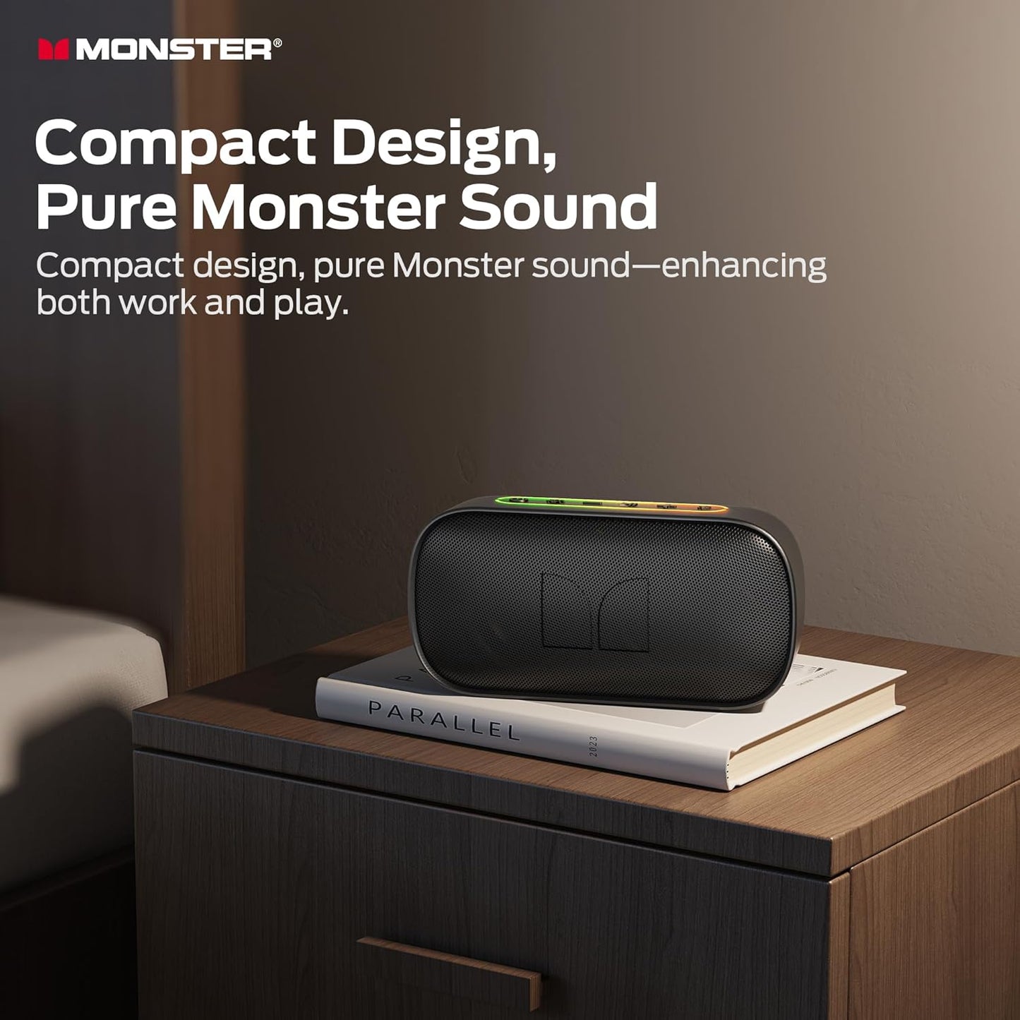 Enceinte Bluetooth Portable Monster S150, 14W, TWS, RGB, Étanche, Noire