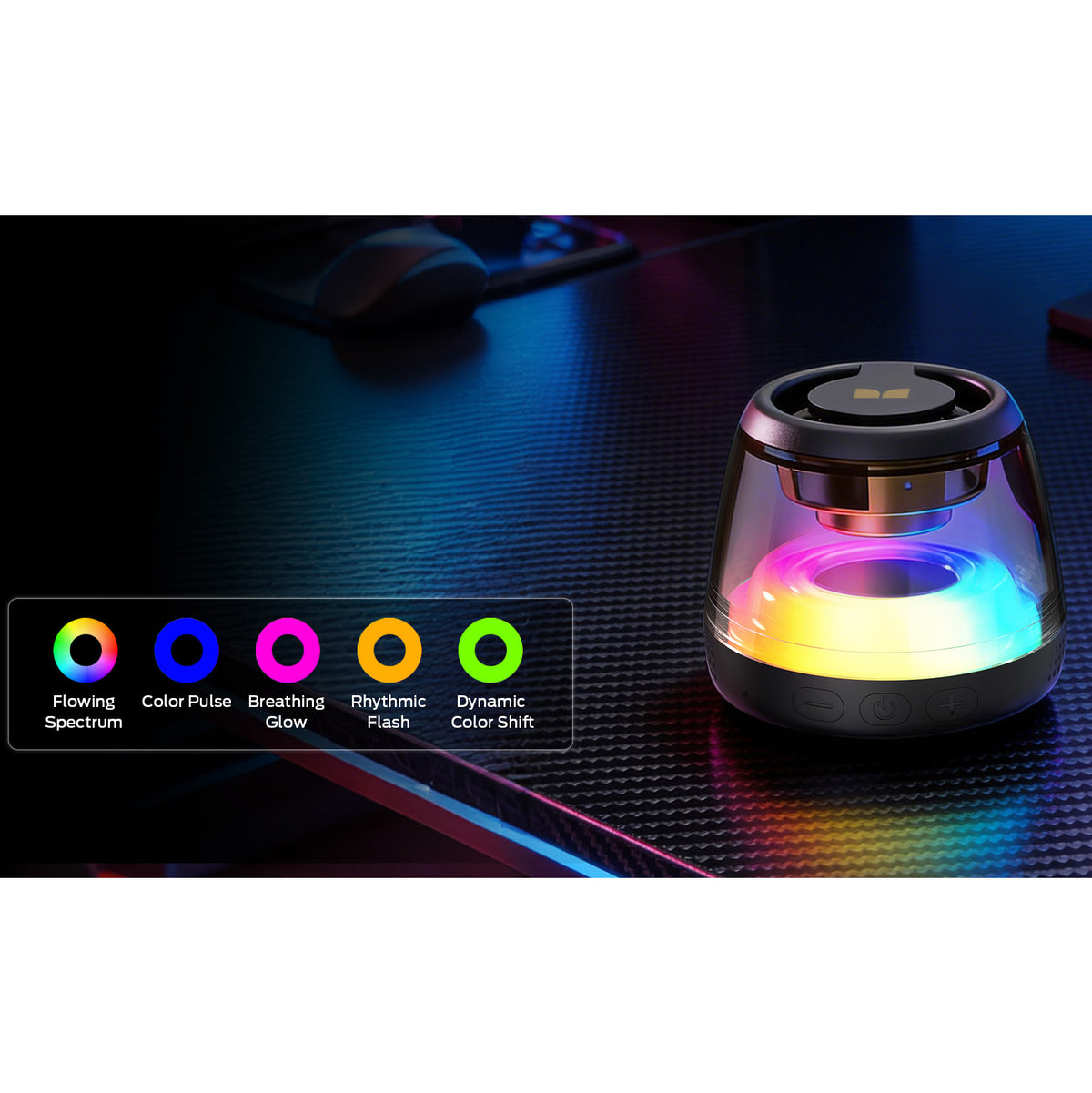 Enceinte Portable Bluetooth Monster Mag Flux, 5W, TWS, RGB, Noire