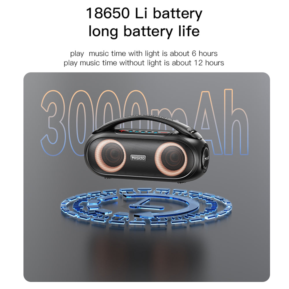 Enceinte Portable Bluetooth Yesido YSW19, 40W, RGB, Étanche, Noire