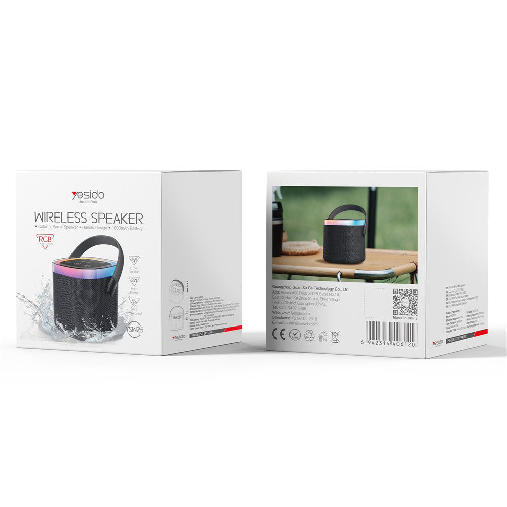Enceinte Portable Bluetooth Yesido YSW25, 5W, RGB, Noire