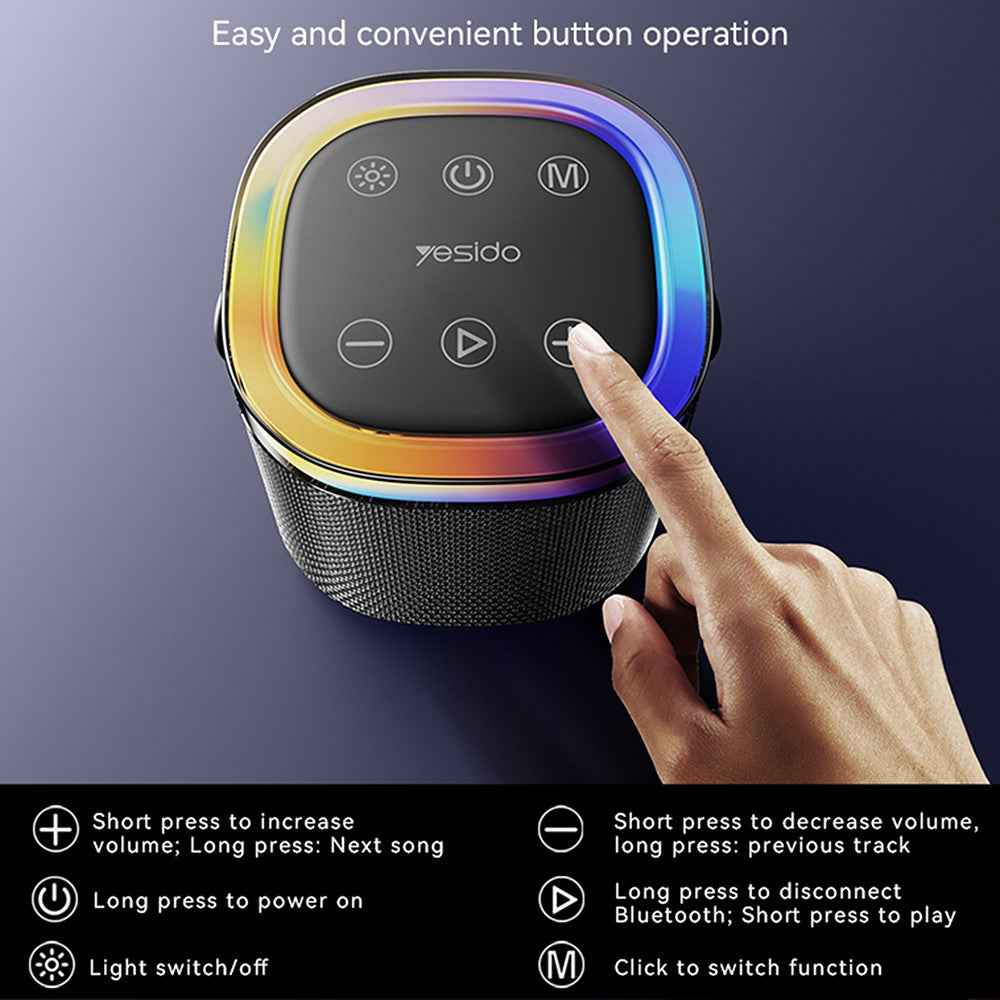 Enceinte Portable Bluetooth Yesido YSW25, 5W, RGB, Noire