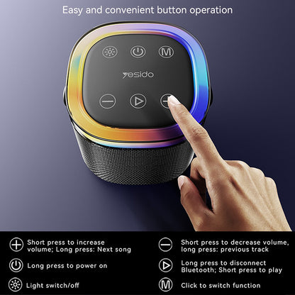 Enceinte Portable Bluetooth Yesido YSW25, 5W, RGB, Noire