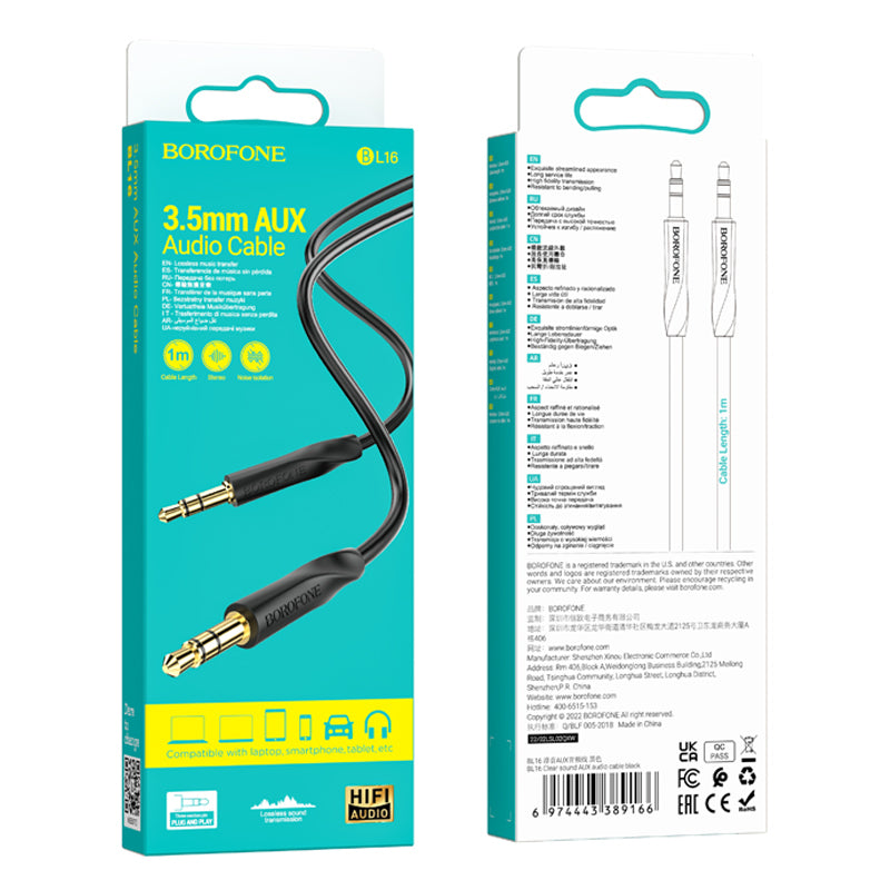 Câble audio 3,5 mm - Câble audio 3,5 mm BL16, 1m, noir 