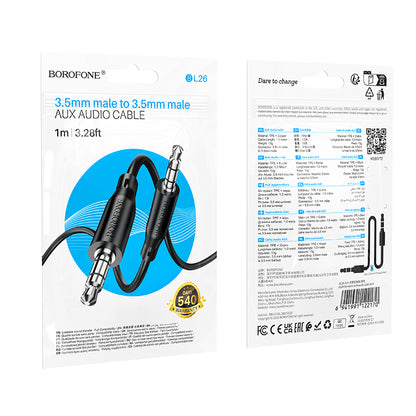 Câble Audio 3,5 mm - 3,5 mm Borofone BL26 Standard, 1 m, Noir