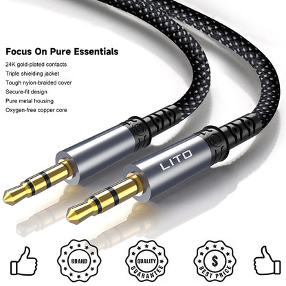Câble Audio 3.5mm - 3.5mm Lito LA01D, 1m, Noir