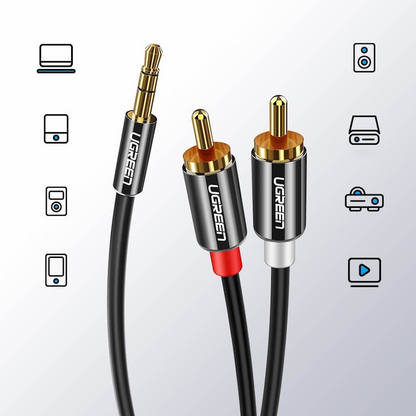 Câble Audio 3.5mm - 2 x RCA UGREEN AV116, 1.5m, Noir