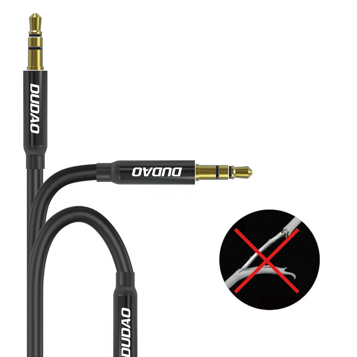 Câble Audio 3,5 mm - 3,5 mm Dudao L12s, 1m, Noir