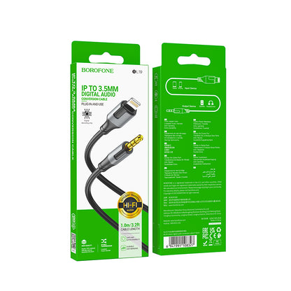 Lightning Audio Cable - 3.5mm Borofone BL19 Creator, 1m, Black