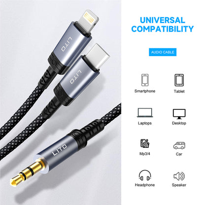 Câble Audio Lightning - 3.5mm Lito LA01L, 1m, Noir