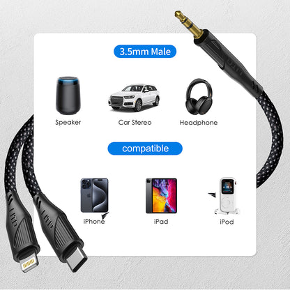 Câble Audio Lightning - 3.5mm Lito LA02, 1m, Noir