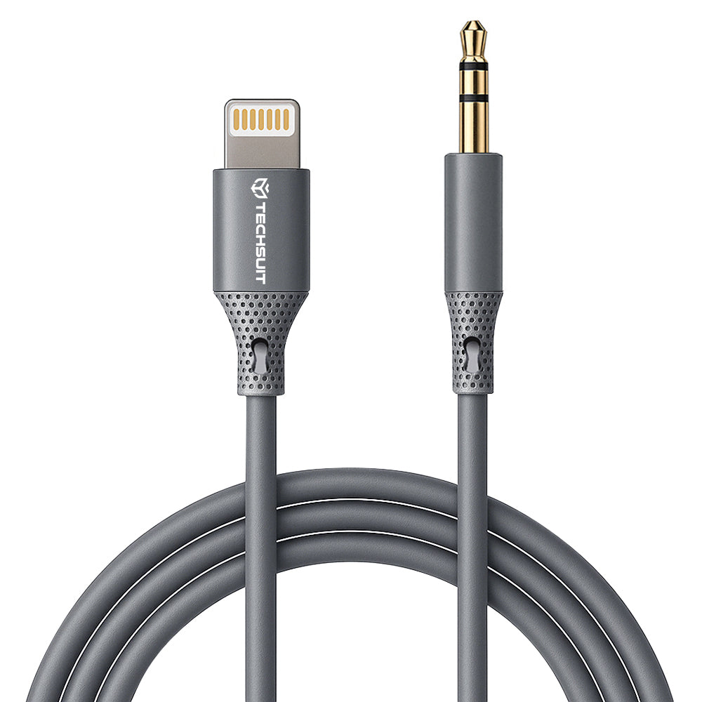 Câble Audio Lightning - 3.5mm Techsuit AC5 SoundFlex, 1m, Gris