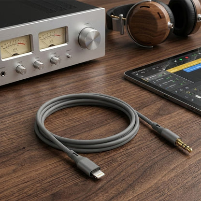 Câble Audio Lightning - 3.5mm Techsuit AC5 SoundFlex, 1m, Gris