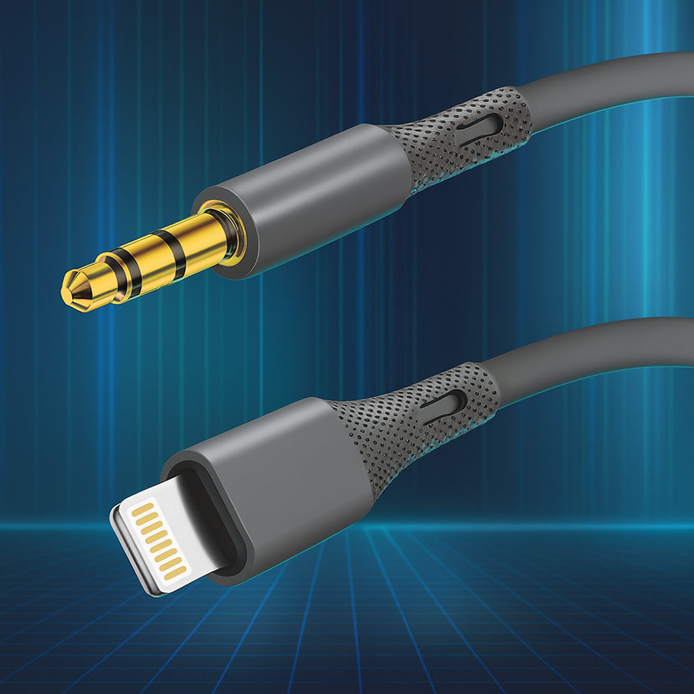 Câble Audio Lightning - 3.5mm Techsuit AC5 SoundFlex, 1m, Gris