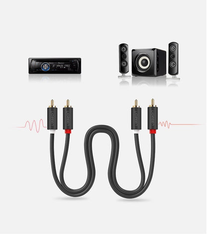 Câble Audio UGREEN AV104, 2 x RCA - 2 x RCA, 2m, Noir