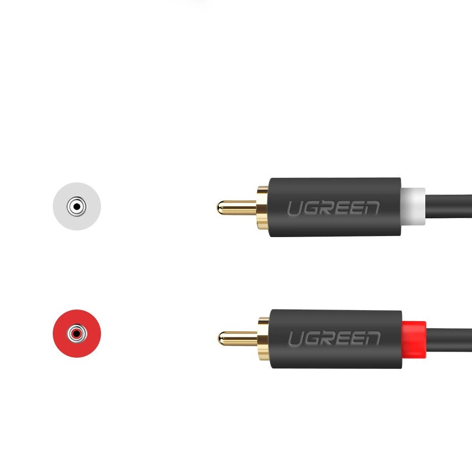 Câble Audio UGREEN AV104, 2 x RCA - 2 x RCA, 2m, Noir