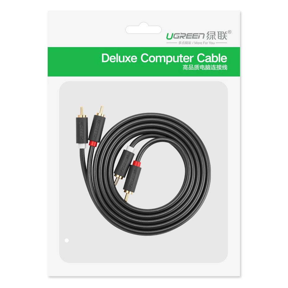 Câble Audio UGREEN AV104, 2 x RCA - 2 x RCA, 2m, Noir