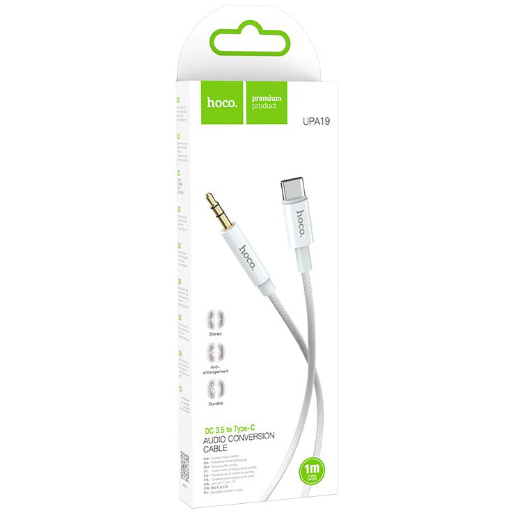 Câble Audio USB-C - 3.5mm HOCO UPA19, 1m, Argenté