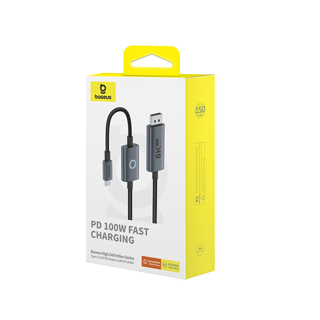 Câble audio et vidéo USB-C USB-C - DisplayPort Baseus, 8K, 1,5m, 1,5m, Noir B006337070D111-02