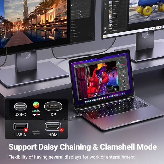 Câble Audio et Vidéo USB-C - DisplayPort UGREEN CM556 (25157), 1m, Gris