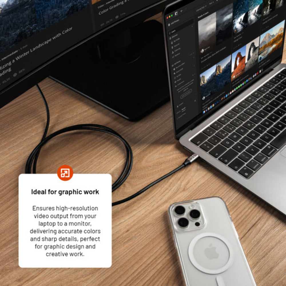 Câble Audio et Vidéo USB-C - HDMI Fixe, 2m, Gris